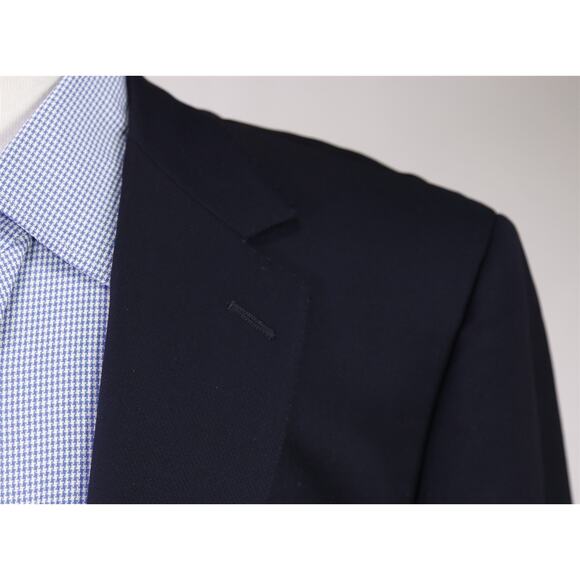 J Lancaster Custom Tailored Solid Navy Blue Woven Wool Blazer Jacket 44L - Picture 4 of 10